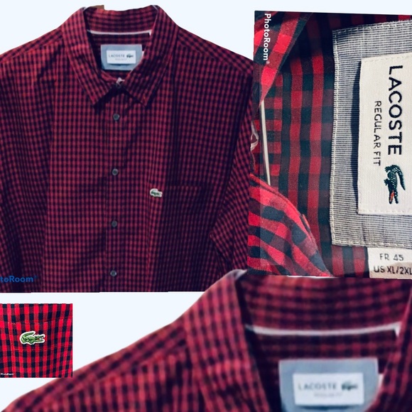 Lacoste Other - MENS LACOSTE 100% PIMA COTTON RD/BLK CAS BUT DN